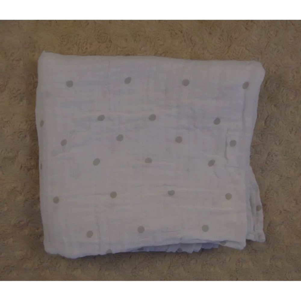 Lila & Jack Gray Polka Dots Baby Swaddle Blanket White Muslin Cotton Lovey